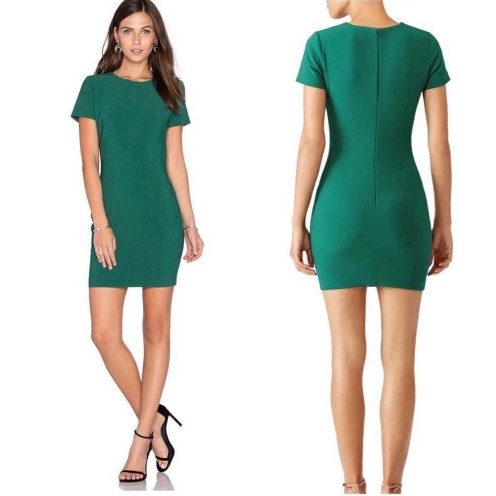Likely Green Ver Manhattan Smooth Slim Short Sleeve Mini Dress Bodycon Size 4